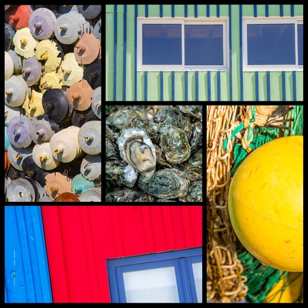 Photo collage sea, beach and boat conceptの写真素材