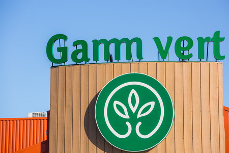 La rochelle, France - September 9 2016: Gamm Vert facade, a French garden center and nursery shop which sells products related to gardening and animalsのeditorial素材