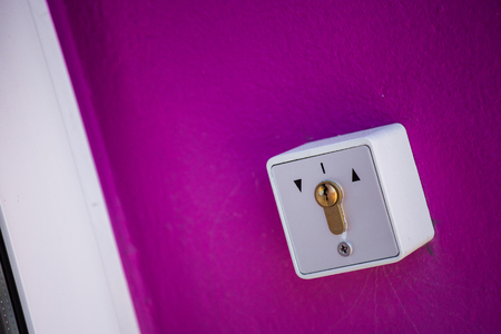close up on a control box of an electric awning