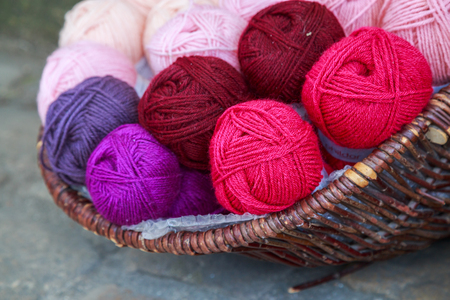 Fabric accessories for retail haberdashery balls of woolの写真素材