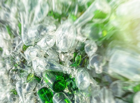 background of recycle pieces of broken glassの写真素材