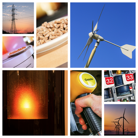New energy concept with collage of various photoの写真素材