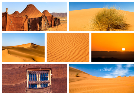 Collage of beautiful landscapes of the Moroccan desert. Adventure conceptの写真素材