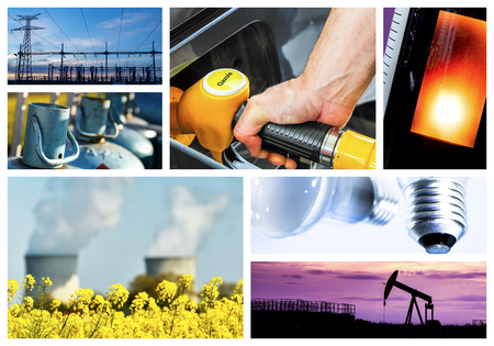 New energy concept with collage of various photoの写真素材