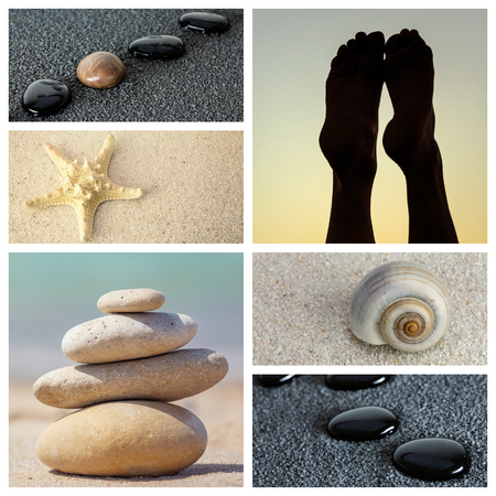 Spa sea theme photo collage composed of different imagesの写真素材