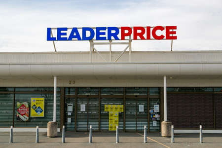 Cognac, France - February 16, 2020:Leader Price sign. Leader Price is a French hard-discount chain...