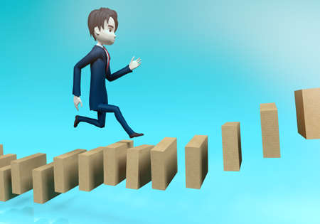young executive climbing boulders. Career development concept, opportunities. 3d renderingの写真素材