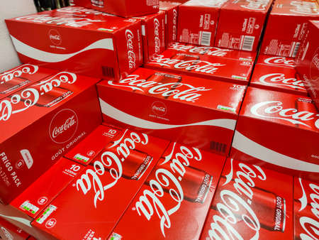 Puilboreau, France - October 14, 2020: Coca Cola brand soft drink on display for sell at a...