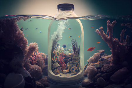 Ocean Coral reef conservation metaphor concept.Generative AIの素材