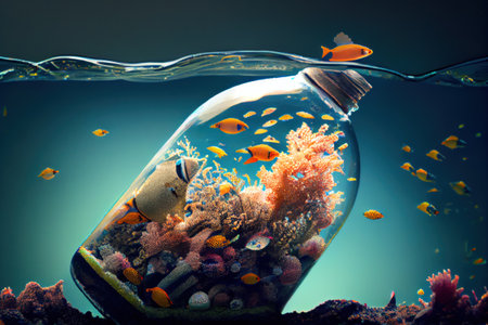 Ocean Coral reef conservation metaphor concept.Generative AIの素材