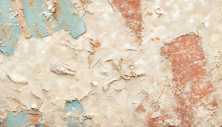 Closeup on old paintings cracked on a cement wallの素材