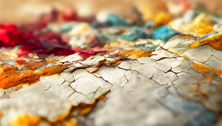 Closeup on old paintings cracked on a cement wall.generative AIの素材