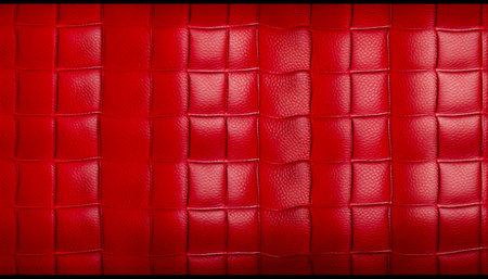 Luxurious background, in a real leather of red color. Closeup view,generative AIの素材
