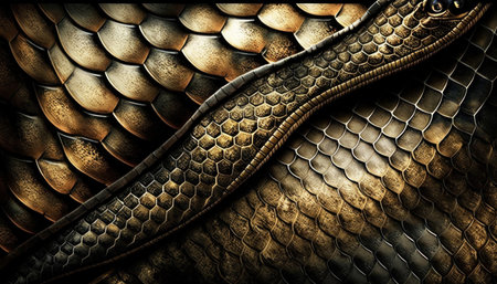 Close up macro view of Snake skin. Generative AIの素材