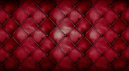 Luxurious background, in a real leather of red color. Closeup view,generative AIの素材