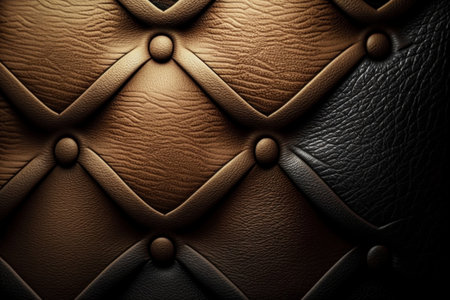 Luxurious background, in a real leather of black and brown Closeup view,generative AIの素材