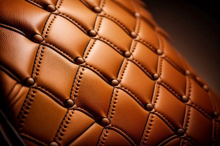 Luxurious background, in a real leather of brown color. Closeup view,generative AIの素材