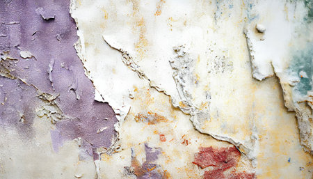 Closeup on old paintings cracked on a cement wallの素材