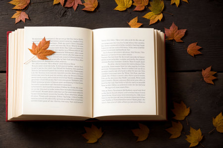 A book s pages rustling into a flurry of autumn leavesの素材