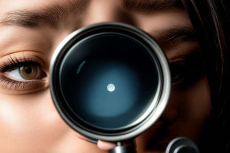 A detective s magnifying glass revealing unseen magical creaturesの素材