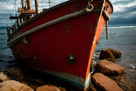 A rusty anchor sinking in a sea of quicksilverの素材