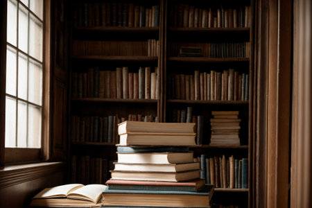 A tower of old books their pages whispering storiesの素材