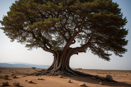 An ancient tree sprouting miniature planets instead of fruitsの素材