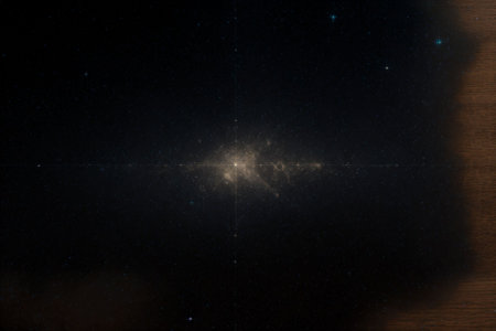 Starlight forming a constellation map on an old wooden floorの素材