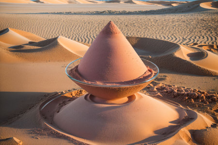 Pink sand running through an hourglass time and awarenessの素材