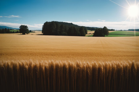 Detail of a sunlit wheat fieldの素材