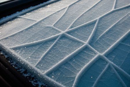 Close-up of frost on a car windowの素材