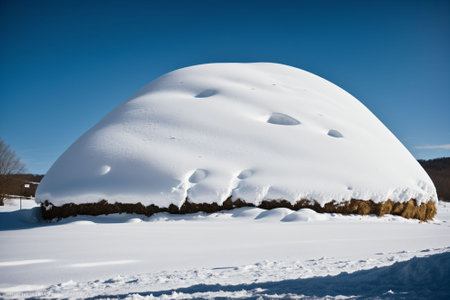 Detail of a snow-covered haystackの素材
