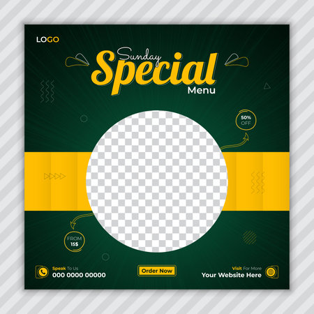 Food menu social media post template for restaurantのイラスト素材