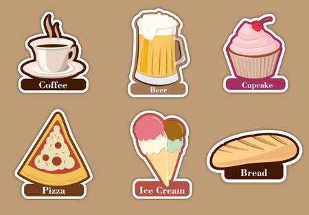 retro food stickersのイラスト素材