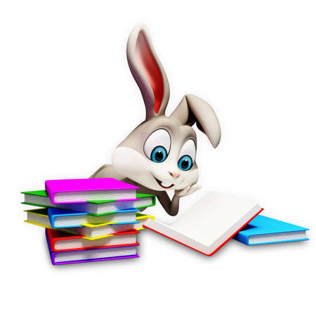 bunny reading a booksの写真素材