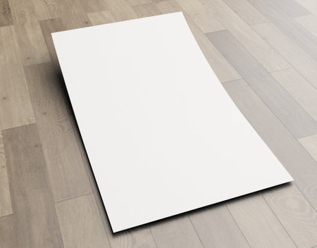 paper on wooden floor suitable for photo, illustration, mockup and previewの写真素材