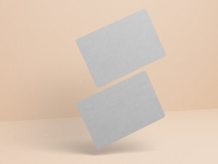Business Card preview in orange backgroundの写真素材
