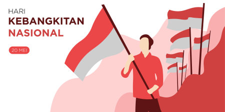 Hari Kebangkitan Nasional Banner Design suitable for special Indonesian Day May 20thのイラスト素材