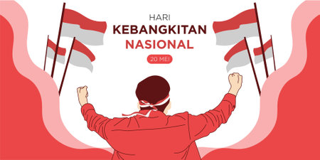 Hari Kebangkitan Nasional Poster Design suitable for special Indonesian Day May 20thのイラスト素材