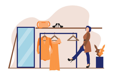 Fashionable Woman Flat Character suitable for template design, illustration, and business advertisingのイラスト素材