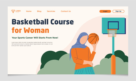 Basketball course for women Landing Page Template suitable for template and website graphic assets resourcesのイラスト素材