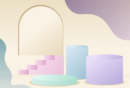 Abstract Playful Podium Vector Background suitable for illustration, background and product previewのイラスト素材