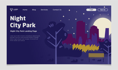 Night City Park Landing Pageのイラスト素材