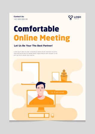 Online Meeting Provider Brochure Templateのイラスト素材