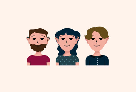 Men and Woman Flat Character family illustrationのイラスト素材