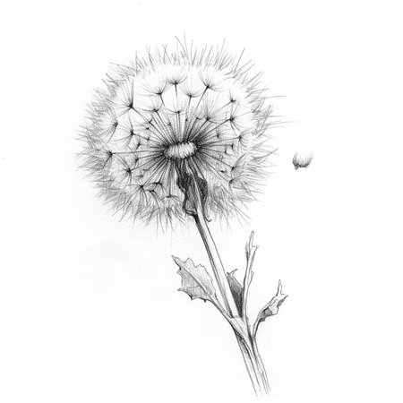 a sketch of dandelion flower AI generativeの素材