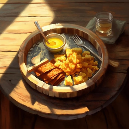 Realistic picture of karedok being presented in a wooden plate AI generativeの素材
