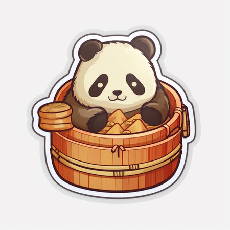 cute dimsum sticker no background AI generativeの素材