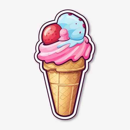 cute ice cream sticker no background AI Generativeの素材