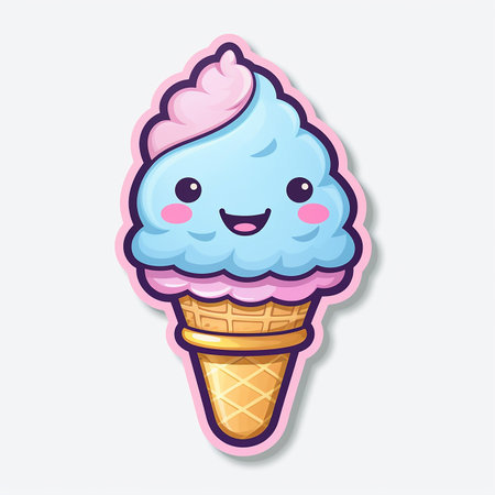 cute ice cream sticker no background AI Generativeの素材